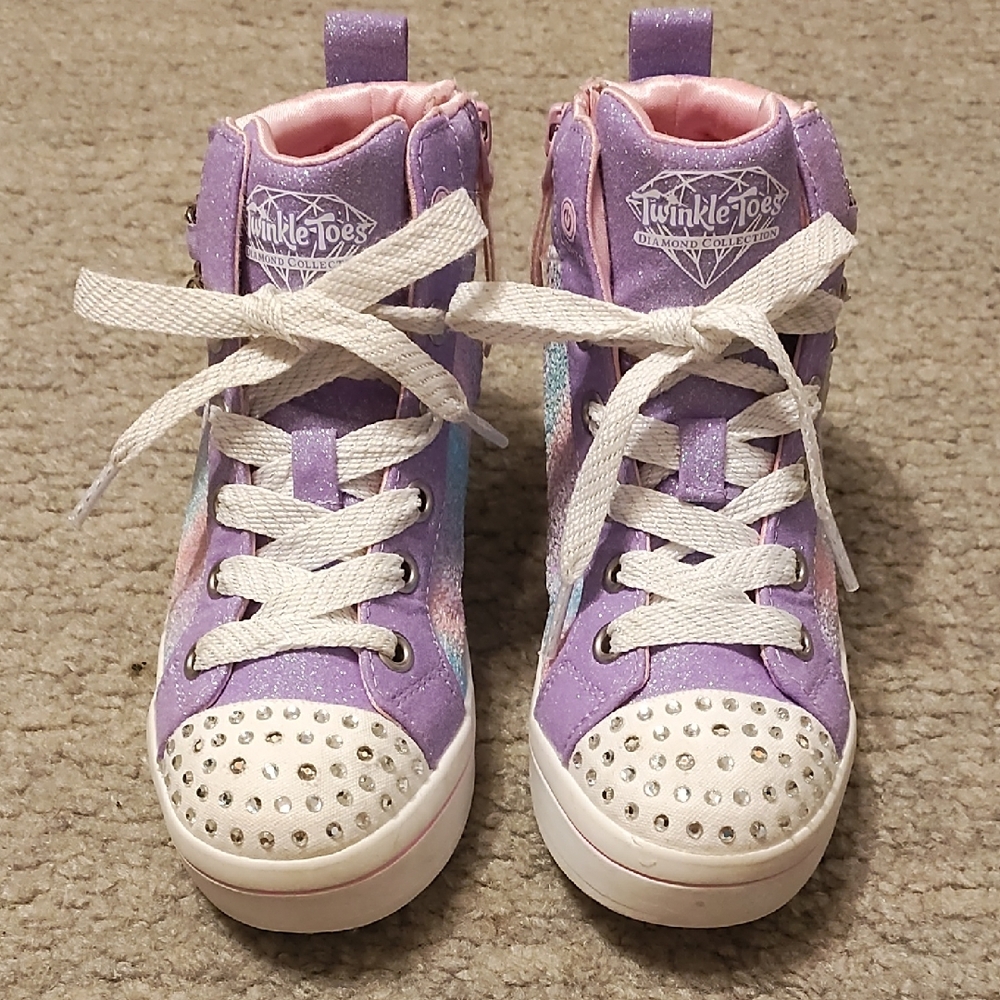 Skechers Twinkle Toes Kids Sneakers - Purple and White